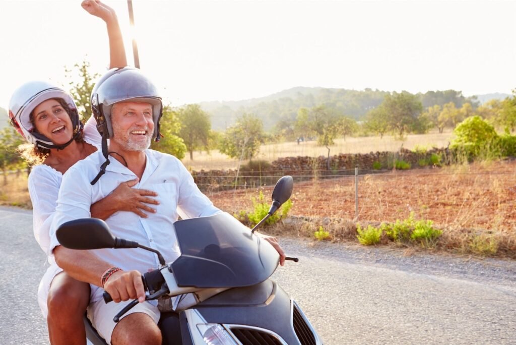 Couple on scooter