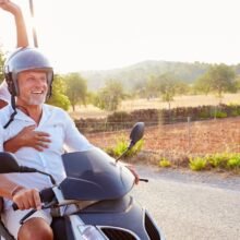 Couple on scooter