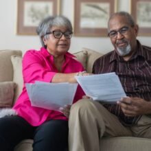 Couple reviewing paperwork