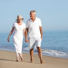 Couple walking on beach